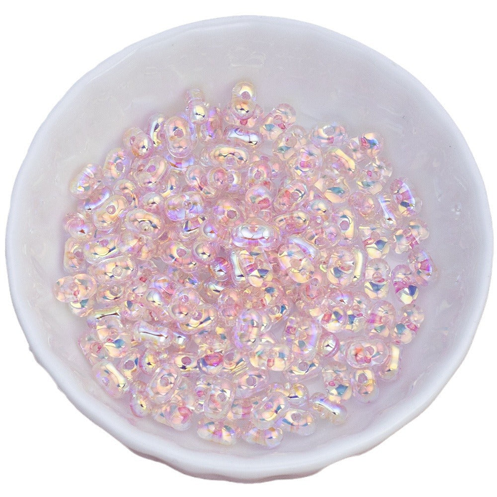Acrylic Peanut Spacer Beads 4x6mm Transparent Plating Filled 50pcs 5