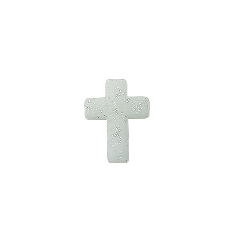 Silicone Focal Beads Cross Matte Speckled Glow in the Dark 20pcs 22