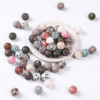 15mm Silicone Beads Rhombus Printed Design 50pcs 6