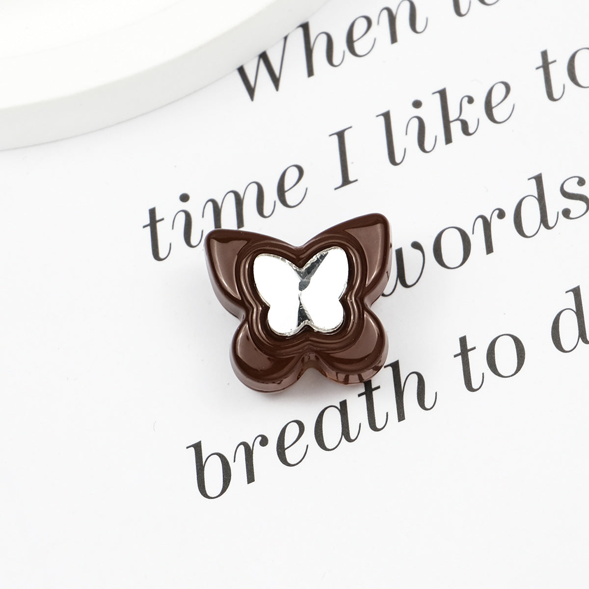 Painted Butterfly and Bear Acrylic Beads Imitation Zirconia Embedded 6pcs 4