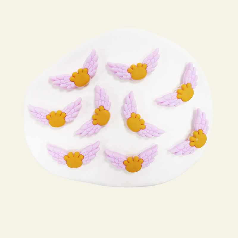 Silicone Focal Beads Winged Bear Pastel Colors Golden Bear Motif 1 Piece 12