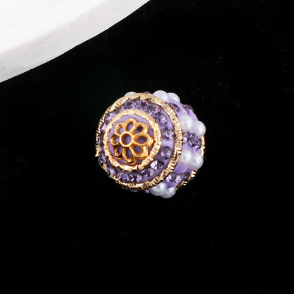 Vintage Nepal 15mm Rhinestone Beads Artificial Pearl Embedded 6pcs 9