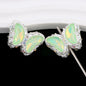 Butterfly Rhinestone Beads 28mm Colorful Silver Alloy 10pcs 15