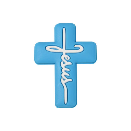 Silicone Focal Beads Jesus Cross Black White Script Text 20pcs 9