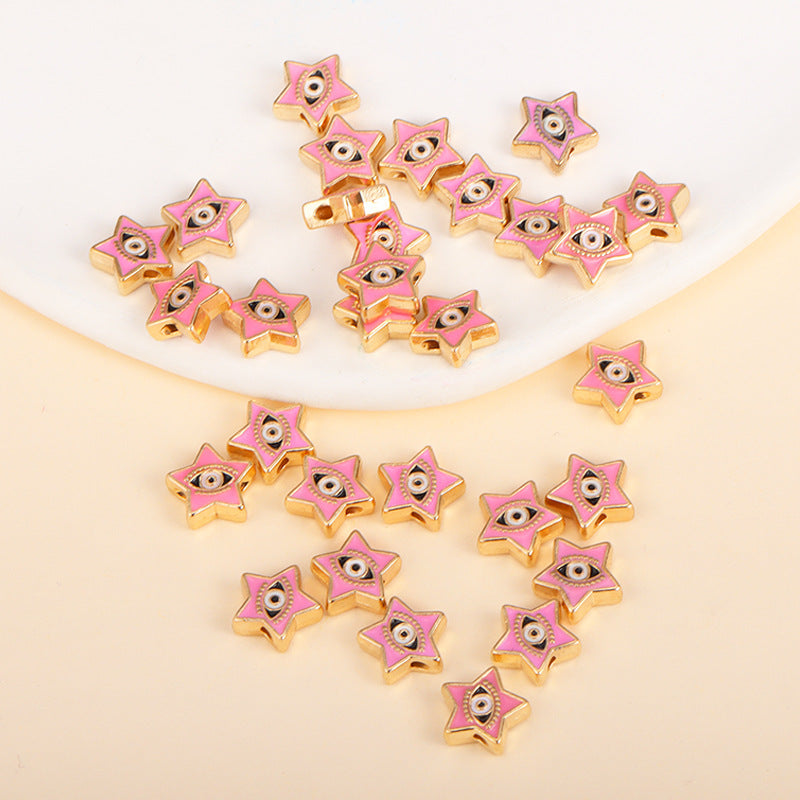 Irregular Shaped Metal Beads Double-Sided Enamel Evil Eye 20pcs 44