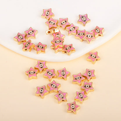 Irregular Shaped Metal Beads Double-Sided Enamel Evil Eye 20pcs 44