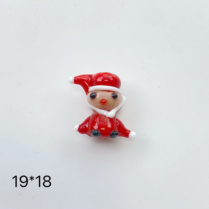 Hand Painted 3D Christmas Lampwork Glass Beads Snowman Santa Motifs 1pc 15