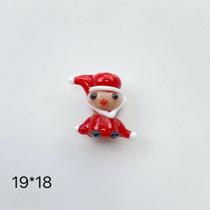 Hand Painted 3D Christmas Lampwork Glass Beads Snowman Santa Motifs 1pc 15