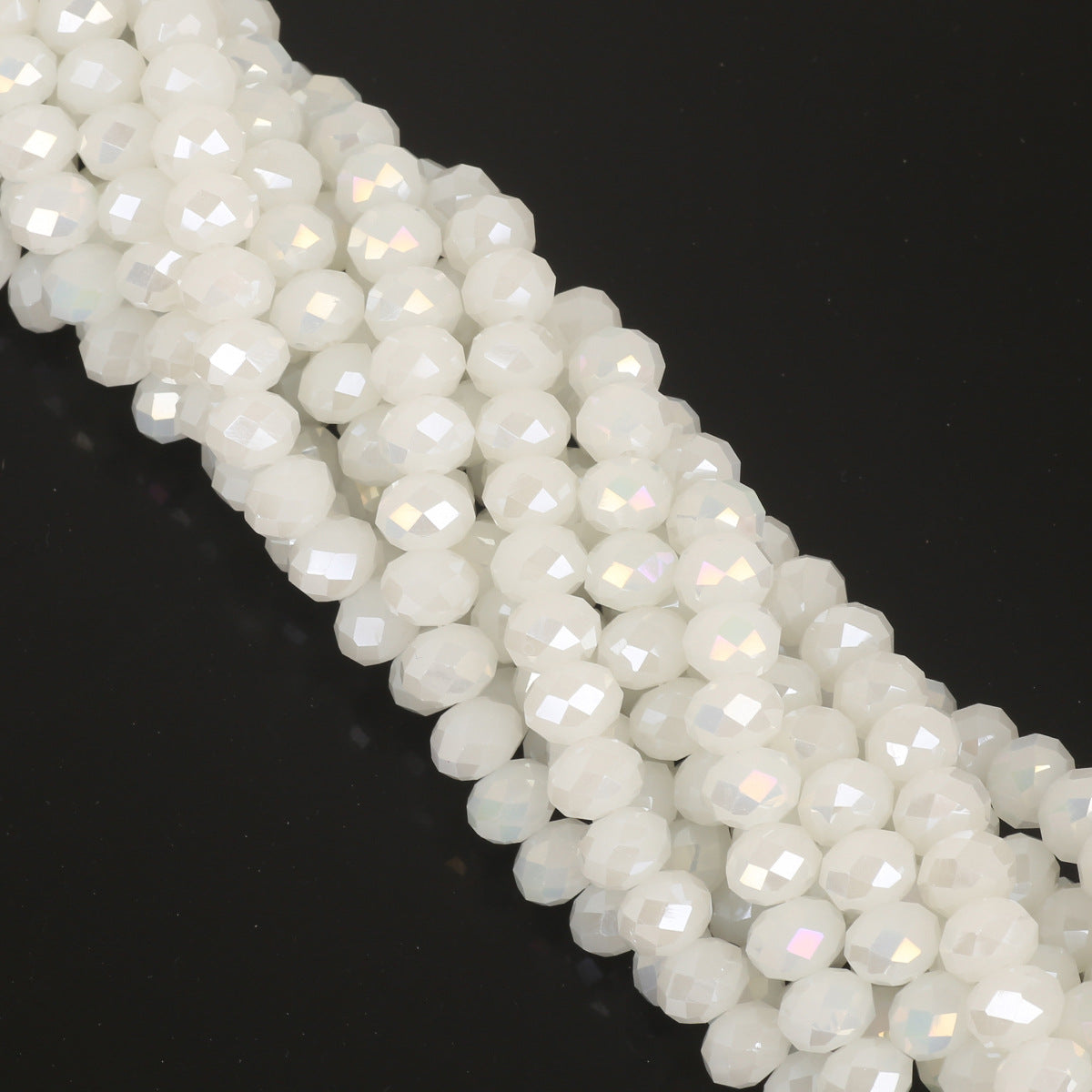 Glass Faceted Spacer Beads 8mm Iridescent Plating 24