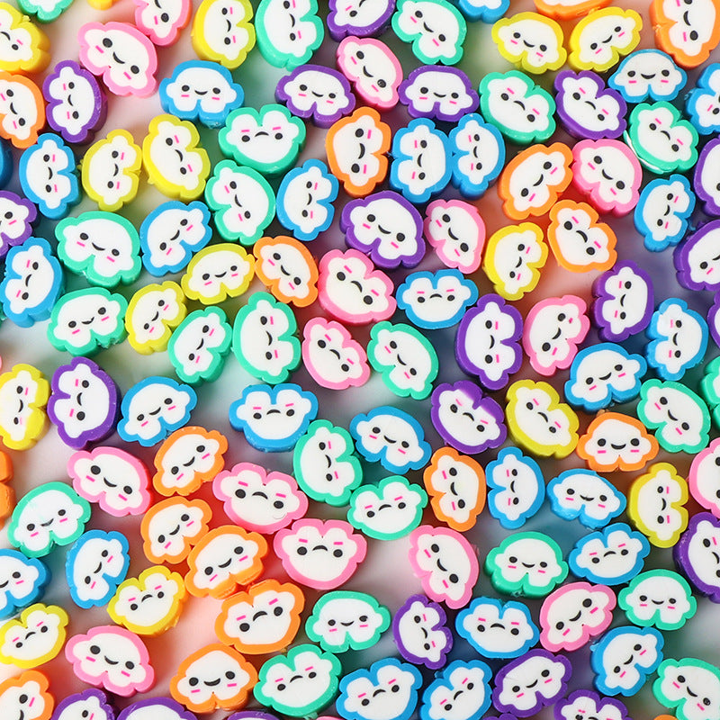 Cloud Clay Beads 10mm Colorful Pastel Smiling Faces 200pcs