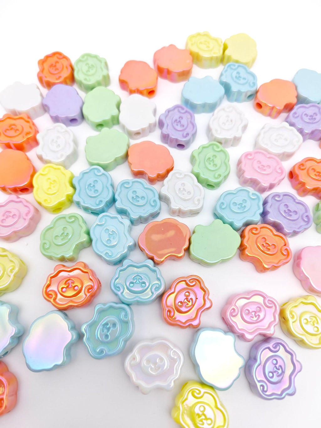 UV Plating Tiny Sheep Acrylic Flat Beads 24mm Glossy Face 50pcs 6