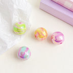 UV Plating Round Acrylic Beads 15mm Dual Color Flow 100pcs 2