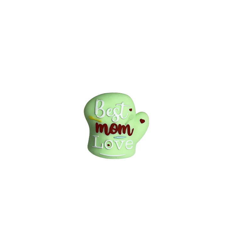 Silicone 3D Focal Beads Mother Day Gloves Best mom Love Inscribed 20pcs 10