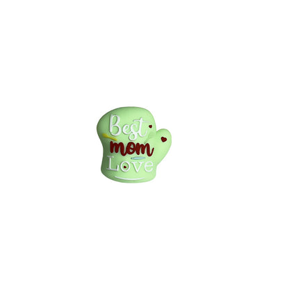 Silicone 3D Focal Beads Mother Day Gloves Best mom Love Inscribed 20pcs 10