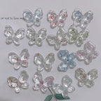 Transparent Butterfly Acrylic Beads 17mm Pastel Floral Mixed 60pcs 2