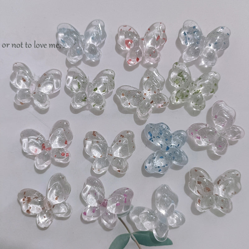 Transparent Butterfly Acrylic Beads 17mm Pastel Floral Mixed 60pcs 2