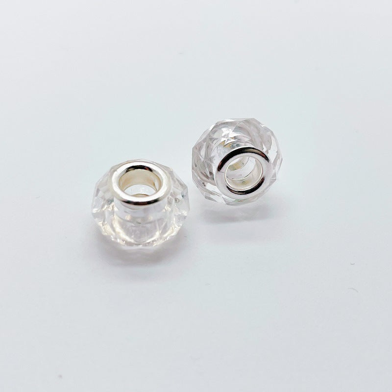 Acrylic Faceted Spacer Beads 14mm Transparent Large Hole 50pcs 5