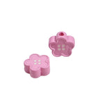 Painted Flower Button Acrylic Beads 12mm Glossy Pastel 50pcs 3