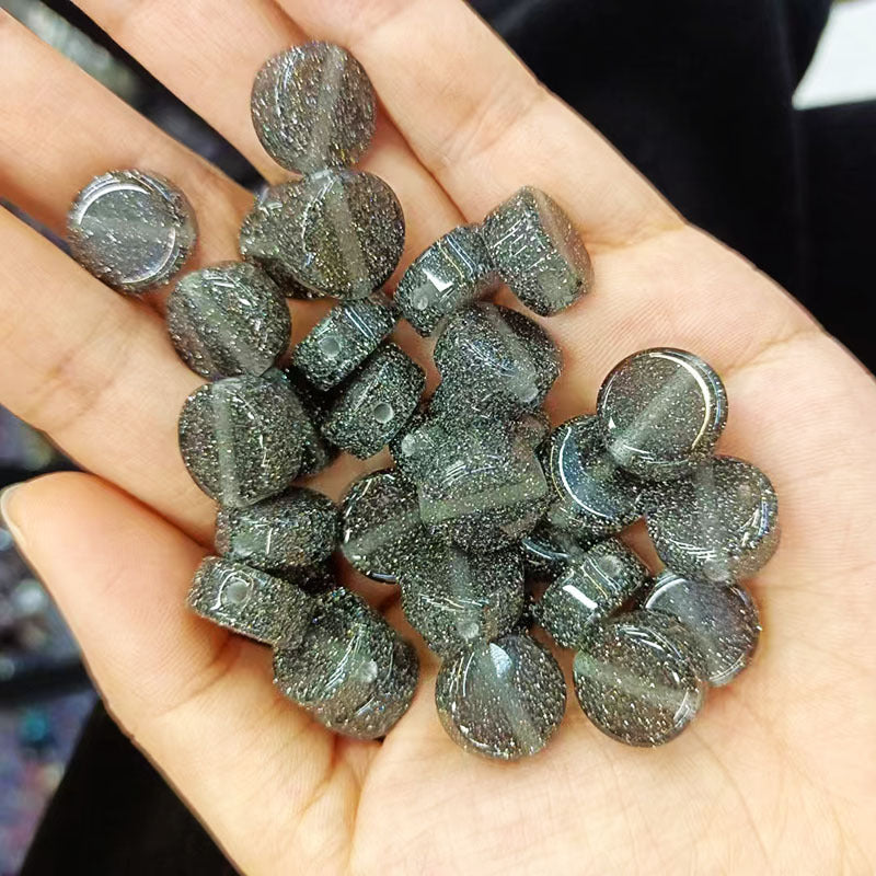 Glitter Resin Beads 12mm Flat Disc Sparkle Mixed Colors 20pcs 6