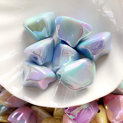 Plating Irregular Trapezoid Acrylic Beads 24mm Colorful Glossy 50pcs 13