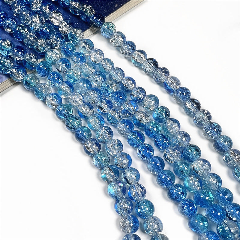 Crackle Flower Glass Beads 8mm Soft Purple Blue Gradient 3 Strands 43