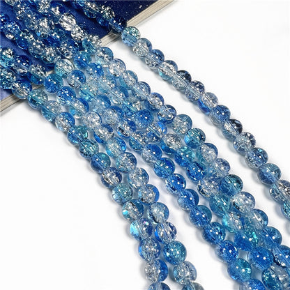 Crackle Flower Glass Beads 8mm Soft Purple Blue Gradient 3 Strands 43