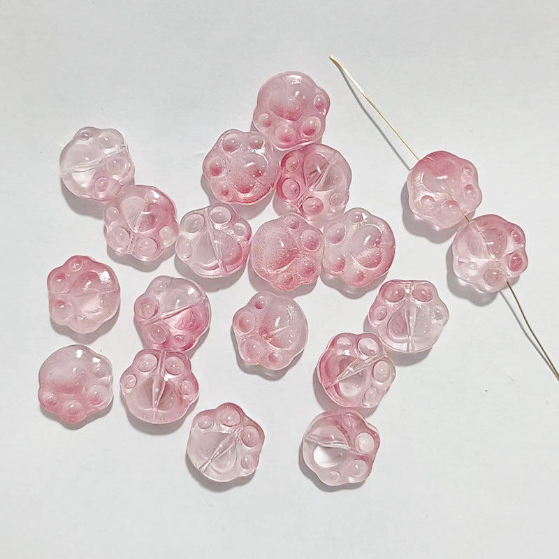 Vintage Cat Claw Glass Beads 15mm Glossy Translucent Colors 50pcs 7