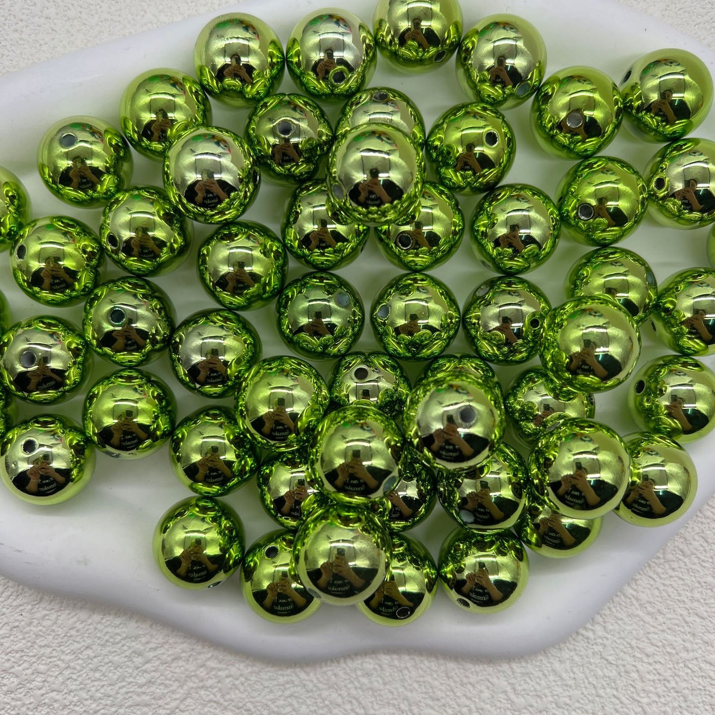 Plated Bubblegum Beads 20mm Metallic Mirror Finish Mixed Colors 20pcs 2