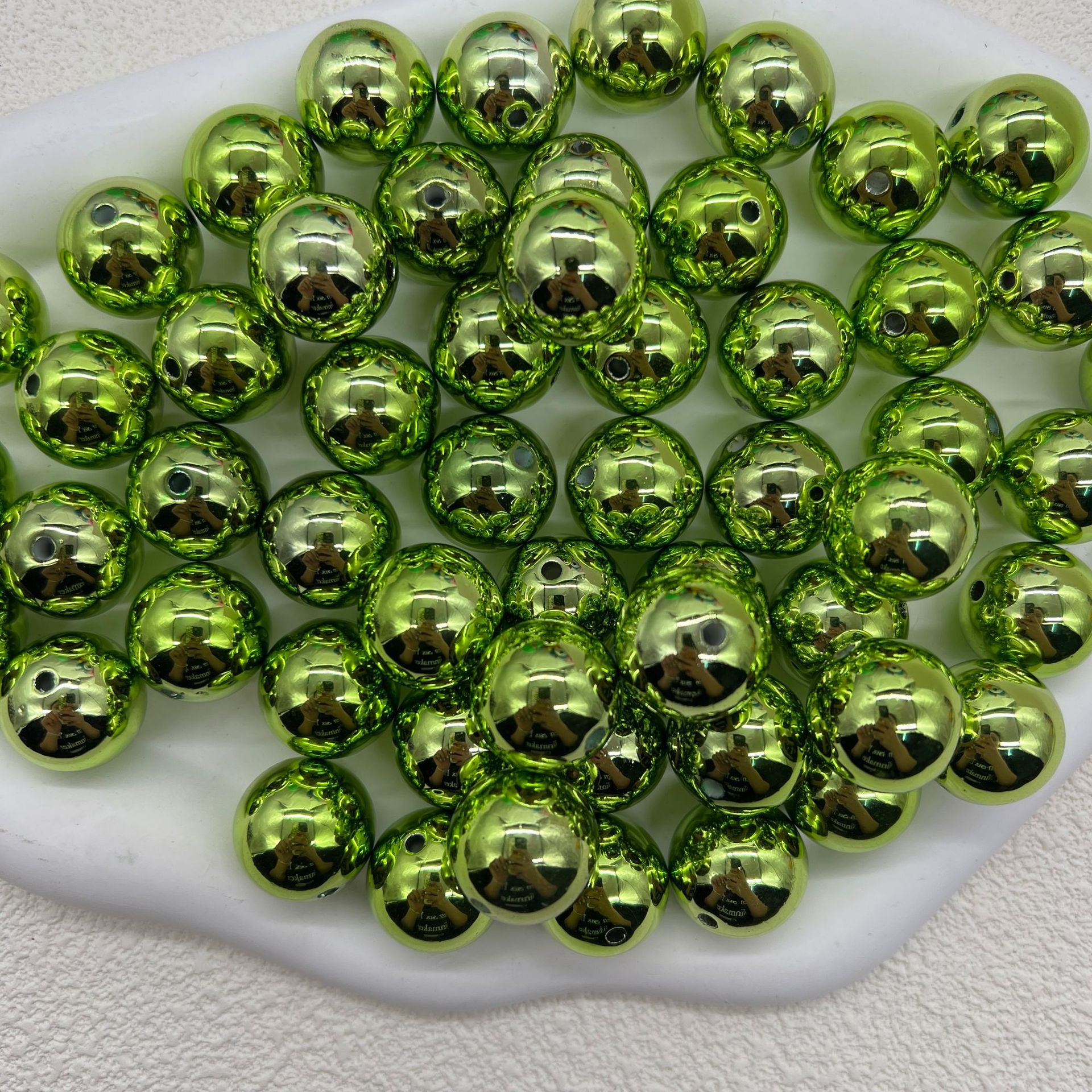 Plated Bubblegum Beads 20mm Metallic Mirror Finish Mixed Colors 20pcs 2