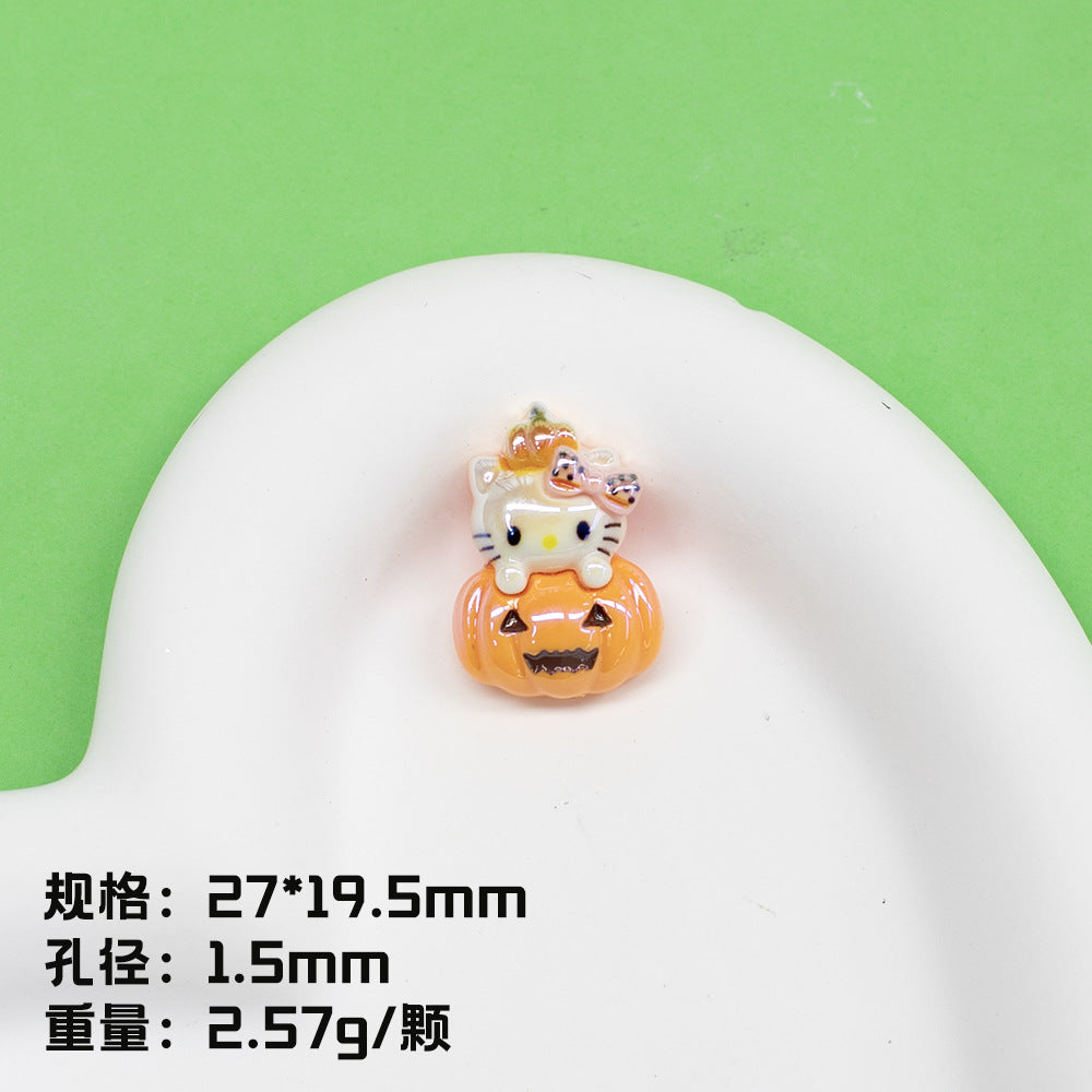 Plating Halloween Jack-O'-Lantern Resin Beads Glossy Sanrio 10pcs 11