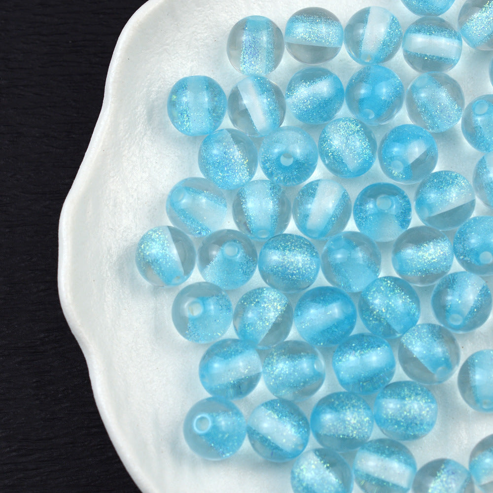 Dyed Core Glitter Resin Round Beads 8-16mm Mixed Colors 10pcs 4