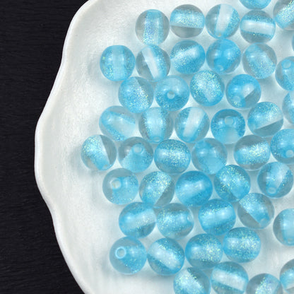 Dyed Core Glitter Resin Round Beads 8-16mm Mixed Colors 10pcs 4