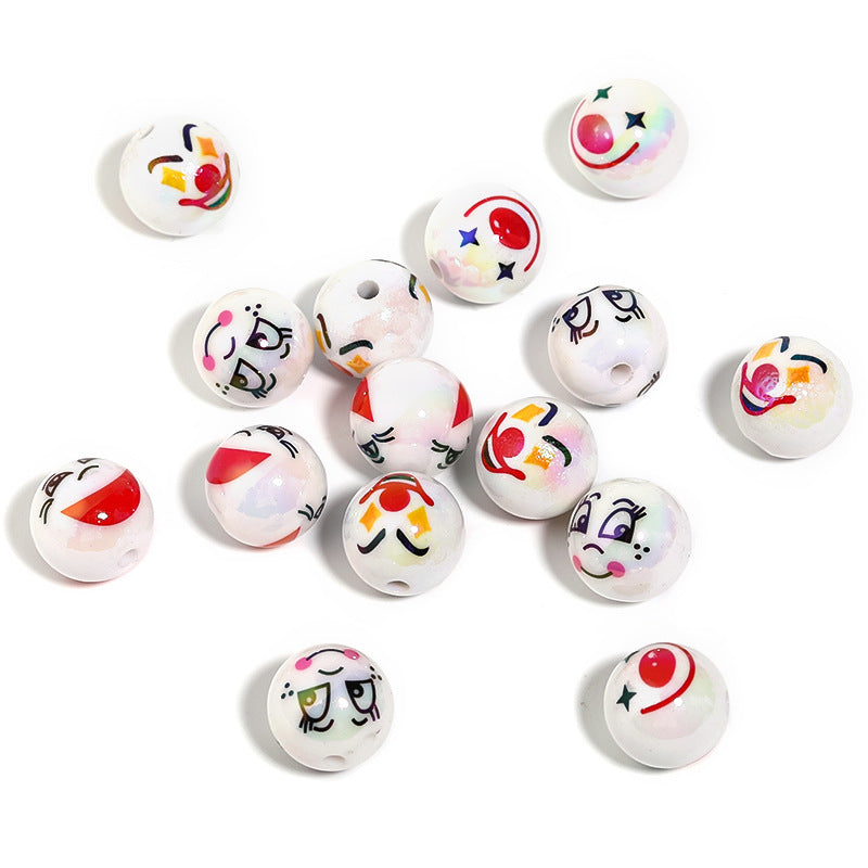 Plating Round Acrylic Beads 16mm Joker Smiley Face Glossy 50pcs 5