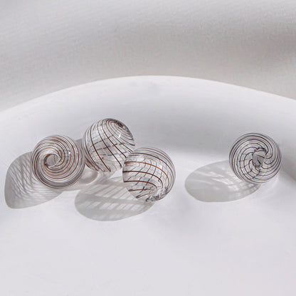 Swirl Pattern Blown Glass Beads 10-16mm Colorful Translucent 4pcs 28