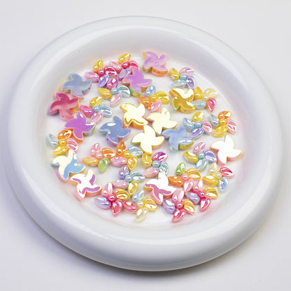 Plating Mini Windmill Resin Beads 14mm Colorful Glossy 20pcs