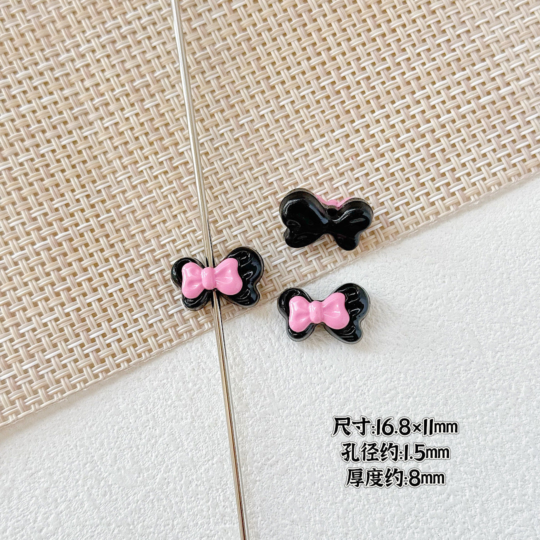 Bow Metal Beads 17mm Baking Painted Checkered Pattern 10pcs 22