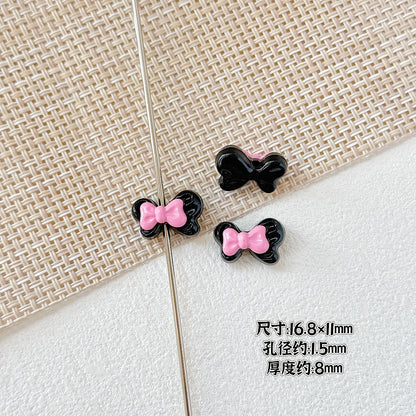 Bow Metal Beads 17mm Baking Painted Checkered Pattern 10pcs 22