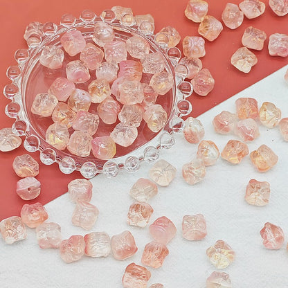 Frosted Lion Face Glass Beads 11mm Pastel Colors 25pcs 12