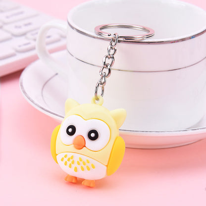 PVC Owl Keychain Cute Animal Charm Bright Colors Assorted 4