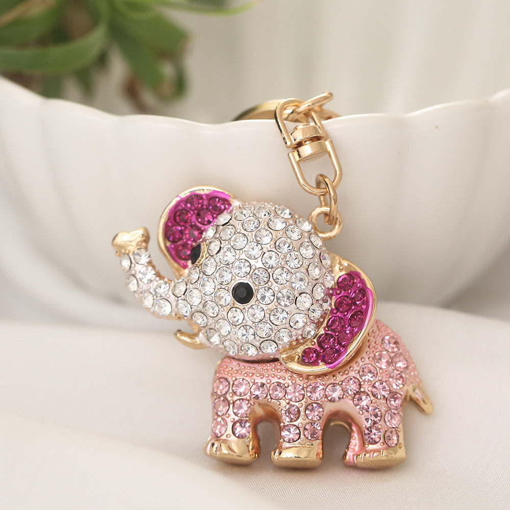 Rhinestone Elephant Keychain Metal Alloy Cute Colorful Charm 2