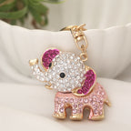 Rhinestone Elephant Keychain Metal Alloy Cute Colorful Charm 2