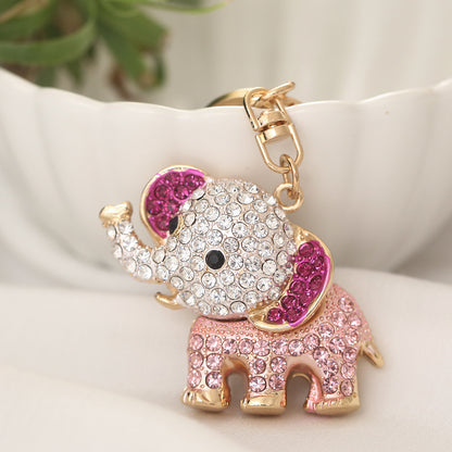 Rhinestone Elephant Keychain Metal Alloy Cute Colorful Charm 2