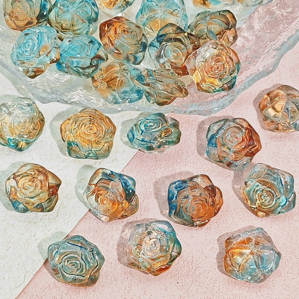 Camellia Glass Beads 19mm Clear Translucent Mixed Colors 50pcs 4