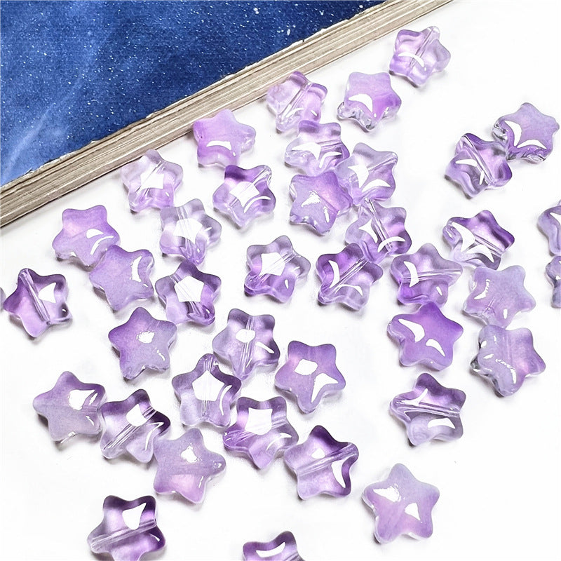 Small Star Czech Glass Beads 8mm Translucent Gold Flecked 50pcs 37