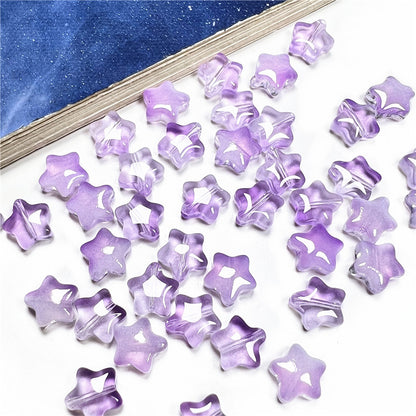 Small Star Czech Glass Beads 8mm Translucent Gold Flecked 50pcs 37