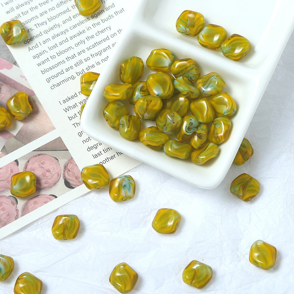 Heart Millefiori Glass Beads 11mm Marble Pattern Glossy 10pcs 5