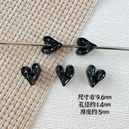 Heart Stone Metal Beads 6mm 9mm Glossy Painted Pastel Colors 50pcs 14