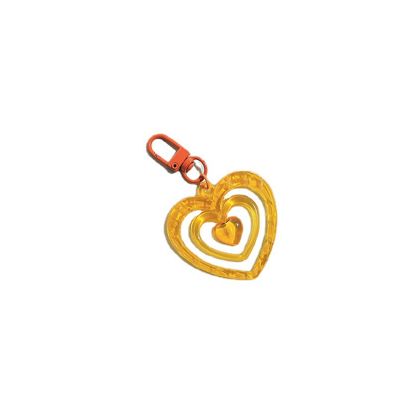 Acrylic Transparent Heart Keychain Colorful Layered Resin Charm 5