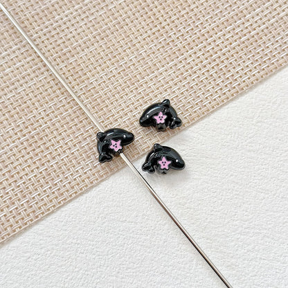 Dolphin and Birthday Bear Metal Beads 15 17mm Painted Alloy 10pcs 11