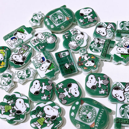 Snopy and Starbuc Mixed Acrylic Beads Playful Cafe Design 50pcs 3